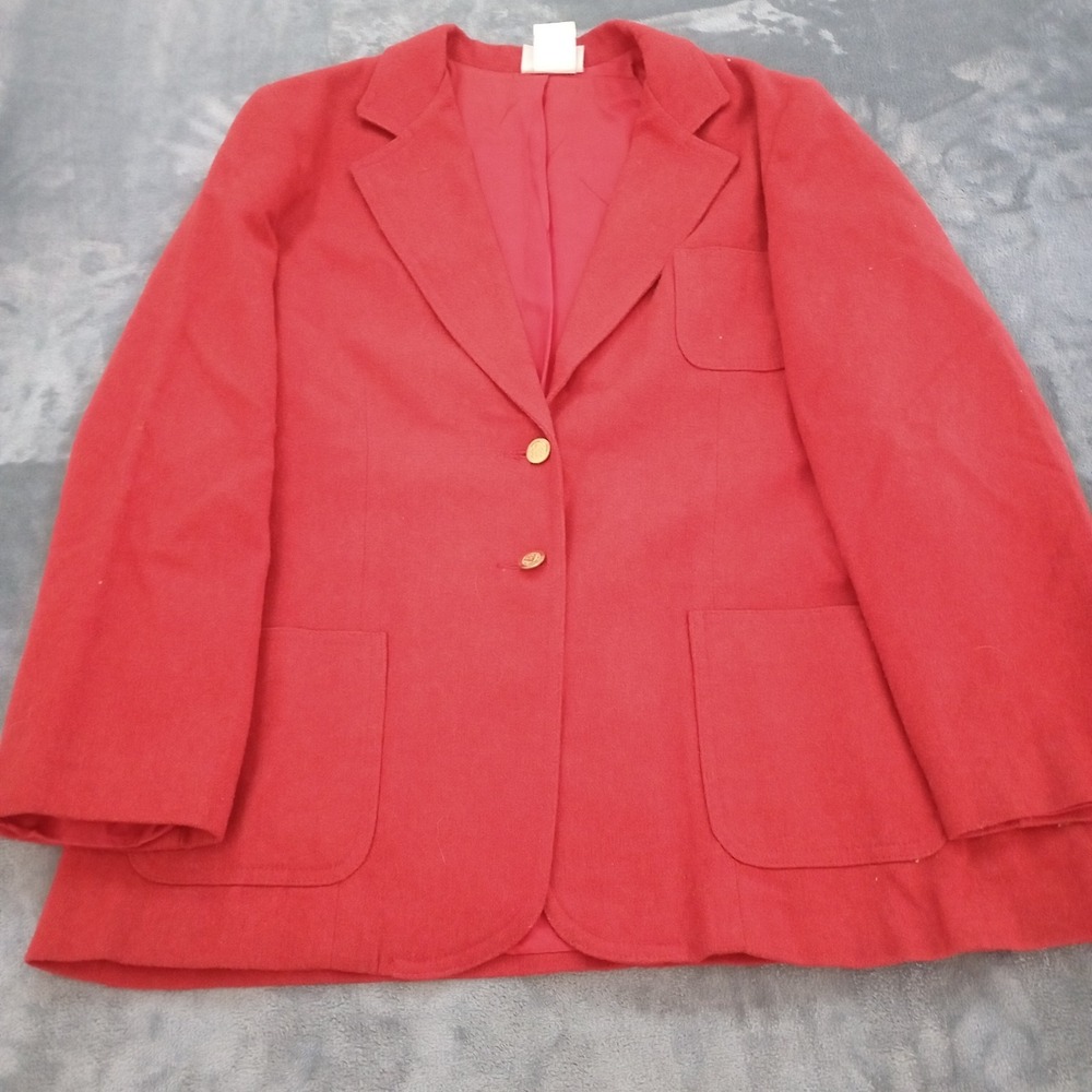 Vintage Wool Blend Blazer Jacket‎ Womens Size 15/16 Red JBR Gold Buttons